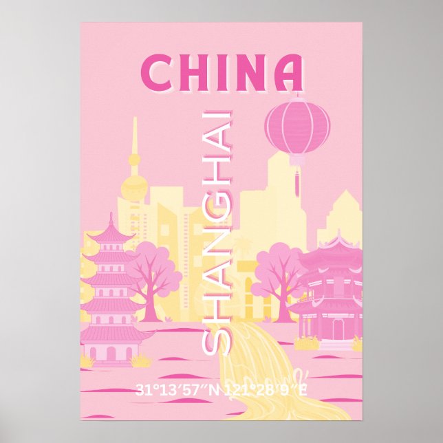 Shanghai China Travel Pink Poster (Front)