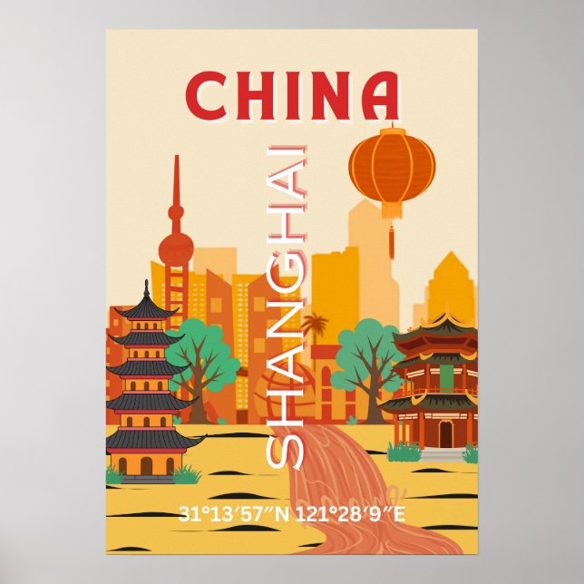 Shanghai China Travel Retro Poster (Front)
