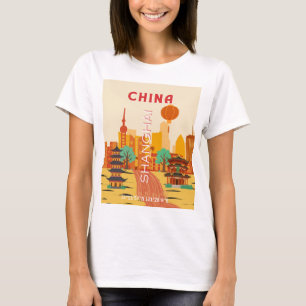 Shanghai China Travel Retro Poster T-Shirt