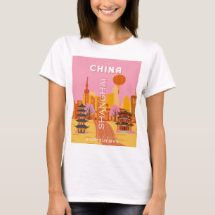 Shanghai China Travel Vintage Poster T-Shirt