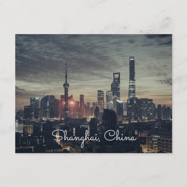 Shanghai Cities Night Skylines Postcards (Front)