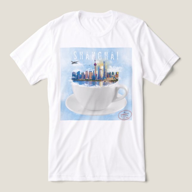 Shanghai in a Teacup – Futuristic Skyline Art Tri-Blend Shirt (Design Front)