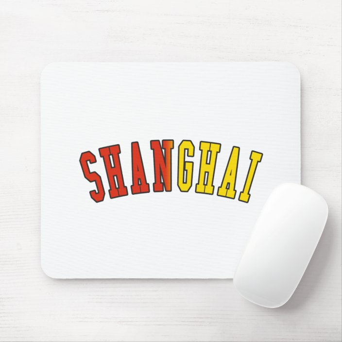 Shanghai in China National Flag Colors Mouse Pad