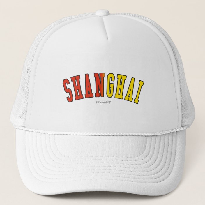 Shanghai in China National Flag Colors Trucker Hat