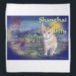 Shanghai Kitty Bandana<br><div class="desc">Oriental style painting done in a traditional Chinese style
I did this in a distinctive pen & ink style Hopefully Bruce Lee would
be proud of.</div>