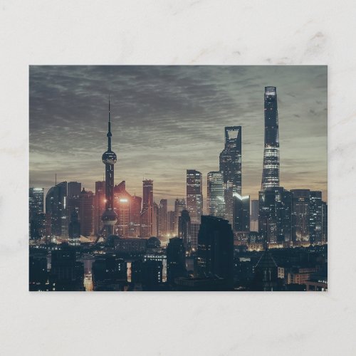 Shanghai Night Skyline Postcard