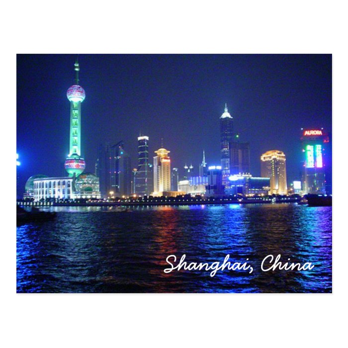 Shanghai Night Time Postcard