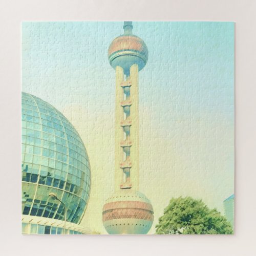 Shanghai vintage Oriental Pearl Tower travel Jigsaw Puzzle