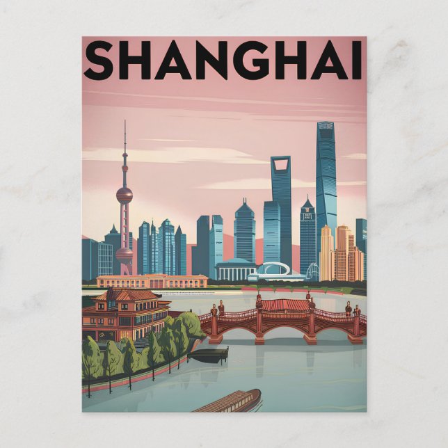 Shanghai vintage postcard (Front)