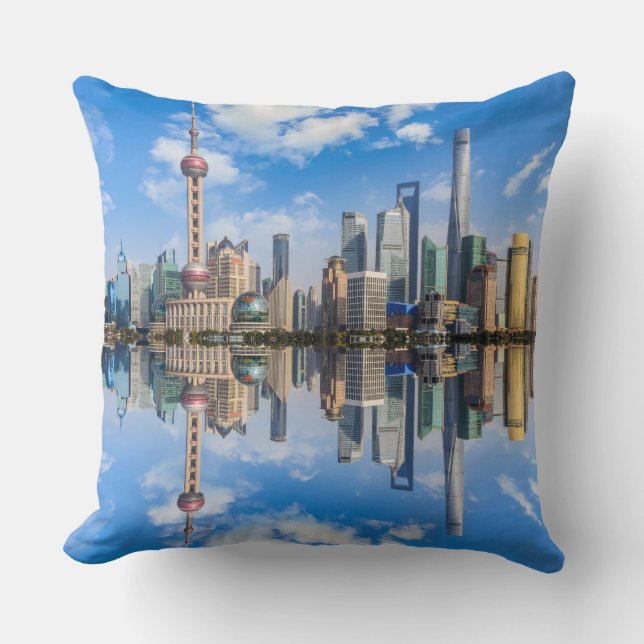Shanghai Waterfront throw pillows (Front)
