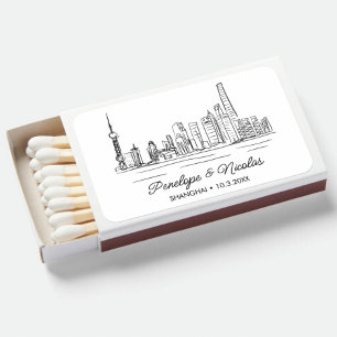 Shanghai Wedding Favor Elegant Sketch Matchboxes
