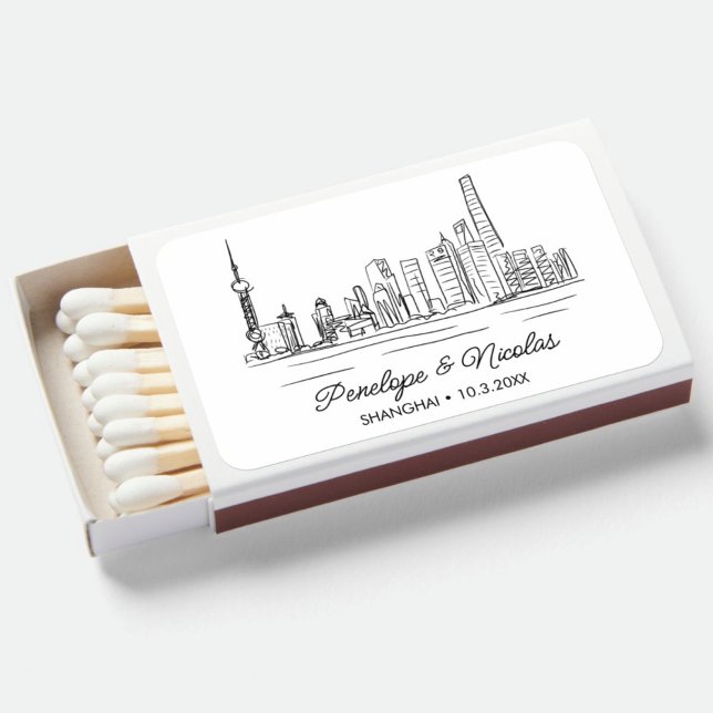 Shanghai Wedding Favor Elegant Sketch Matchboxes (Shanghai Wedding Favor Elegant Sketch Matchboxes)