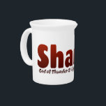 Shango Beverage Pitcher<br><div class="desc">Featuring the name "Shango" in dark red hue color along with his title and number,  this piece adds a unique flair to your collection. It’s more than just clothing; it’s a conversation starter that showcases your individuality and appreciation for cultural heritage.</div>