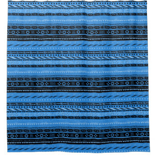 Shango Blue Tribal Design Shower Curtain