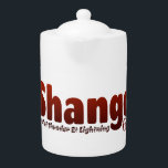 Shango  teapot<br><div class="desc">Featuring the name "Shango" in dark red hue color along with his title and number,  this piece adds a unique flair to your collection. It’s more than just clothing; it’s a conversation starter that showcases your individuality and appreciation for cultural heritage.</div>