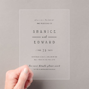 Shanice Modern Wedding Save the Date Acrylic Invitations