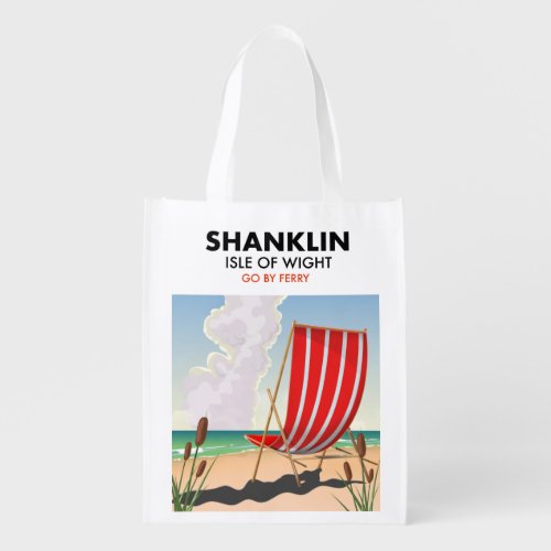 Shanklin Beach isle of wight travel poster Grocery Bag