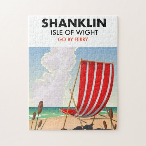 Shanklin Beach isle of wight travel poster Jigsaw Puzzle