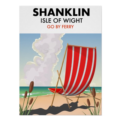 Shanklin Beach isle of wight travel poster Poster