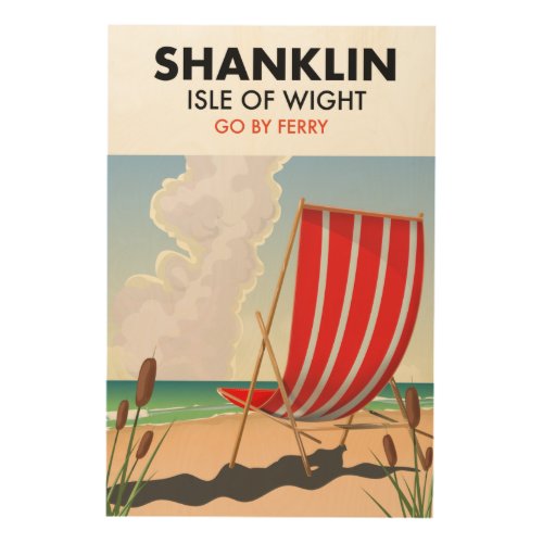 Shanklin Beach isle of wight travel poster Wood Wall Art