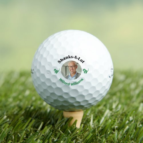 Shanks_A_Lot Black Green Monogrammed Photo Golf Balls