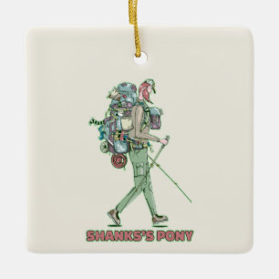 Shanks's pony funny hiker walking ceramic ornament