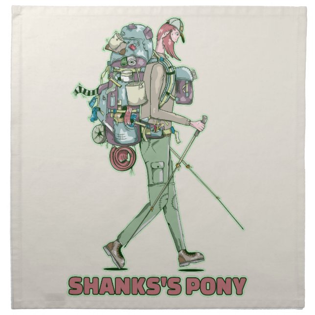 Shanks's pony funny hiker walking cloth napkin (Front)