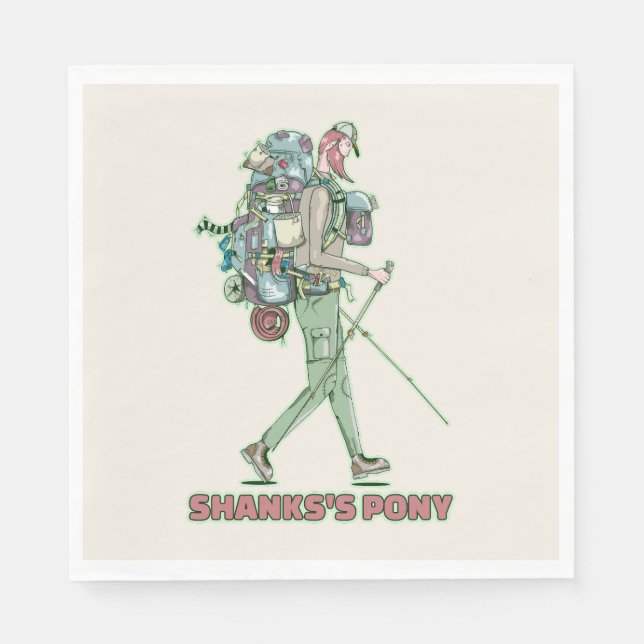 Shanks's pony funny hiker walking napkins (Front)