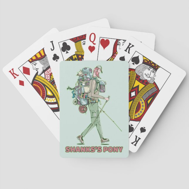 Shanks's pony funny hiker walking poker cards (Back)