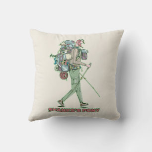 Shanks's pony funny hiker walking throw pillow
