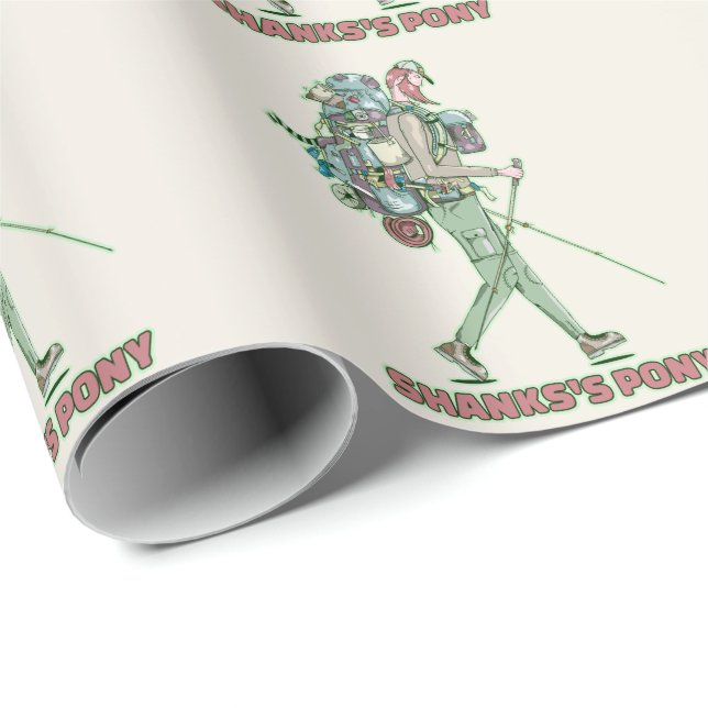 Shanks's pony funny hiker walking wrapping paper (Roll Corner)
