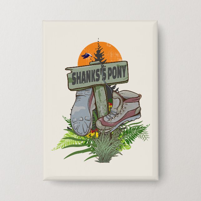 Shanks's pony old hiking boots button (Front)