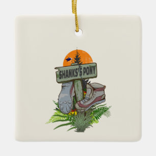 Shanks's pony old hiking boots ceramic ornament