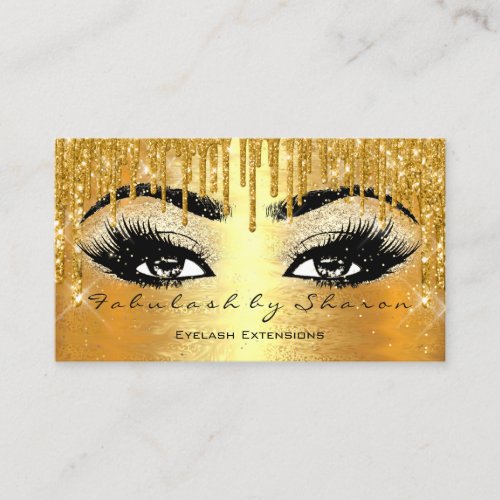 Shanna Makeup Eyebrow Lashes Glitter Drip Gold Business Card