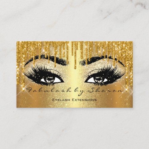 Shanna Makeup Eyebrow Lashes Glitter Drip Golden Business Card