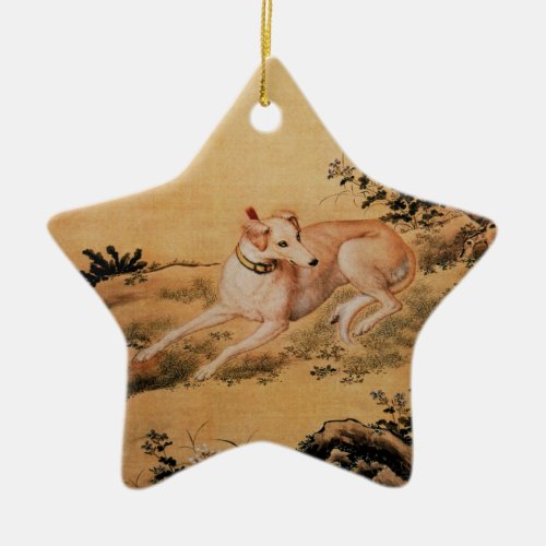 Shanxing Wolf睒星狼Greyhound Giuseppe Castiglione Ceramic Ornament