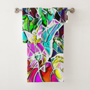 Shape of colored and shiny stones dipped in milk bath towel set