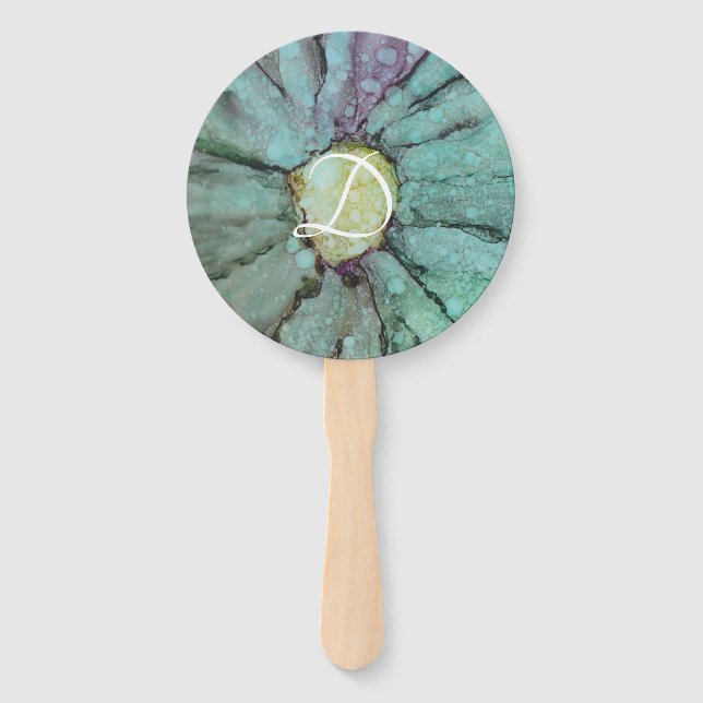 Shape: Round Hand Fan "Green-Yellow Flower" (Front)