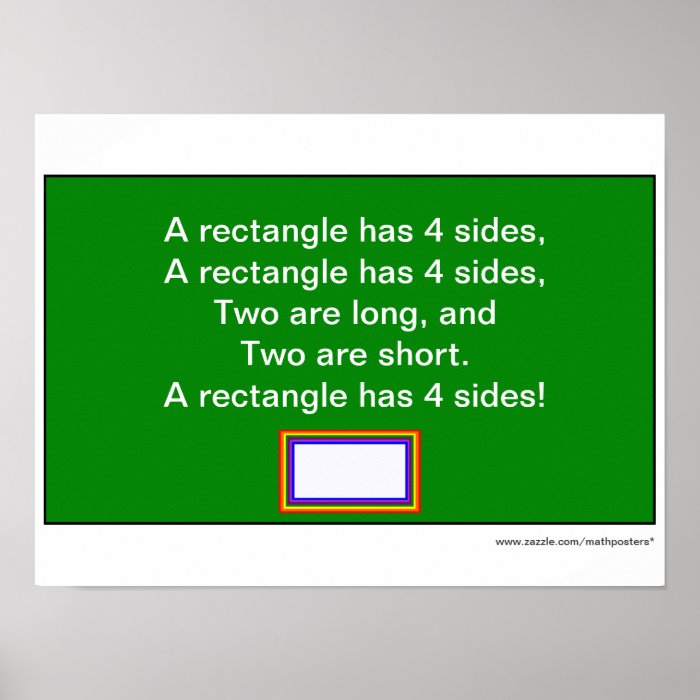 Shape Song A rectangle has 4 sides Poster