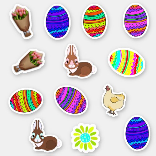 Shaped Easter Stickers Eggs Bunny