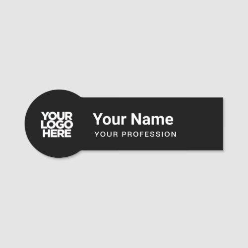 Shaped Employee Pin Round Logo Black Name Tags