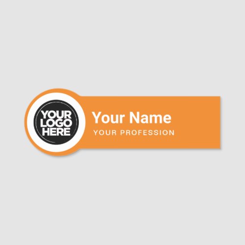 Shaped Employee Pin Round Logo Orange Name Tag