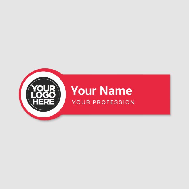 Shaped Employee Pin Round Logo Red Name Tag (Front)