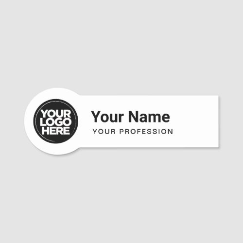 Shaped Employee Pin Round Logo White Name Tags