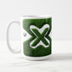 Shaped Grass Letter With Soccer Balls Coffee Mug