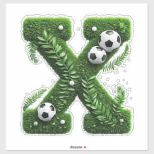 Shaped Grass Letter With Soccer Balls Sticker