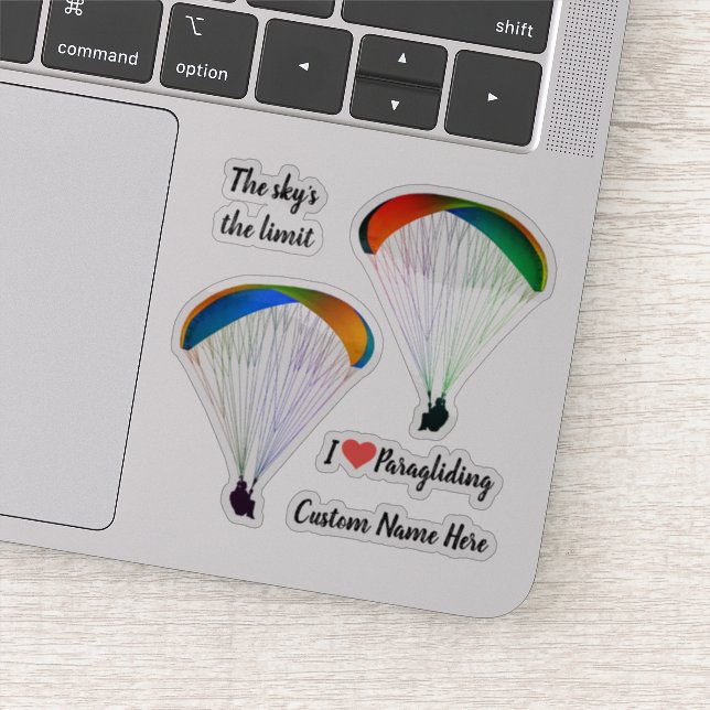 Shaped Paraglider Themed Contour Cut Vinyl Sticker (Detail)