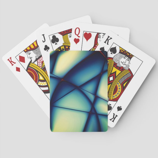 Shapeless cutouts raised, blue to 'avocado cream'  poker cards (Back)