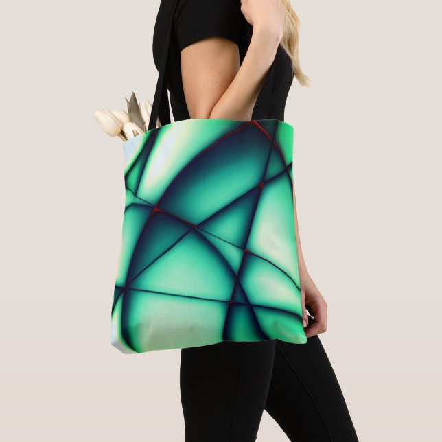 Shapeless cutouts raised, green to greenish beige  tote bag (Close Up)