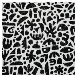 Shapes Abstract 140821 - Black on White Fabric